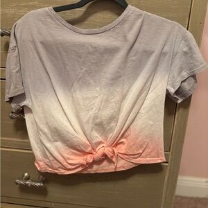 She and Sky Pink and White Ombre Crop Top